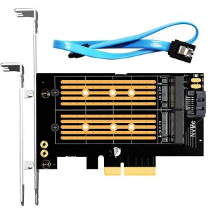 GLOTRENDS PA12 2 in 1 M.2 SSD - PCIe 4.0 X4変換アダプターカード、1ｘM.2 NVMe SSDと1ｘM.2 SATA SSDに適合