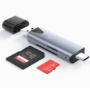 KcBlue SDカードリーダー USB3.0 Type-C2.0 1台2役 5Gpsデータ転送 2-in-1 カードリーダー OTG機能対応 アルミ合金製 放熱性良い