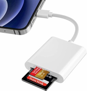 Ostrich iPhone SDカードリーダー ポータブルカードリーダー ICカードリーダー iPad対応 アイフォーン 2-in-1 SD/TF対応 microsdカード 