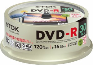 TDK 録画用DVD-R デジタル放送録画対応(CPRM) 1-16倍速 インクジェットプリンタ対応(ホワイト・ワイド) 30枚スピンドル DR120DPWC30PUE