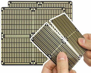 プリント基盤 PCB プロトタイプボード スナッパブル パワーレール付きストリップボード ArduinoおよびDIY電子工作用 金メッキ 9.7 x 8.9c