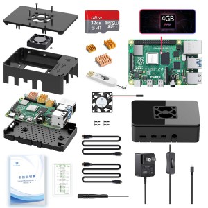 TRASKIT Raspberry Pi 4B Kit/Raspberry Pi 4 /ラズベリーパイ4B 4GB RAM/MicroSDカード32GB NOOBSプリインストール/専用ブラックケース/