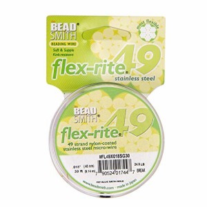 Beadsmith Flex-rite 49 Strand Beading Wire - Metallic Satin Gold - .018 30 ft by Beadsmith