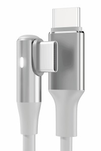 Ezo L字型USB Type C-C ケーブル 90cm LEDライト付き 5A/20V/100W 高速充電 L型 USBCケーブル 保護チップ内蔵 Samsung iPhone15以降 Macb
