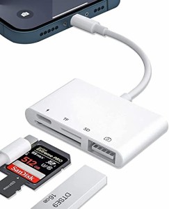SDカードリーダー i-Phone SDカードリーダー4in1 TF/MicroSDカードカメラリーダー USB変換アダプタ 高速データ転送 充電対応 写真とビデ