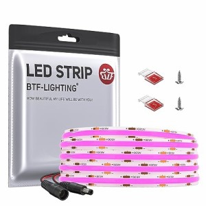 BTF-LIGHTING FCOB COB LEDテープライト 高密度 フレキシブル LEDテープライト 1M 480LEDs/m ピンク 幅8mm ストリップライト DC12V 9W/m 