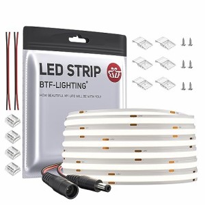 BTF-LIGHTING FCOB COB LEDテープライト 高密度 フレキシブル LEDテープライト 10M/ロール 3360LEDs 昼白色 4000K 幅8mm ストリップライ