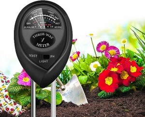 Favuit 土壌メーター, 1台3役デジタル土壌酸度計 簡易型土壌水分測定器 差し込み式光照度測定計 土壌酸度pH 水分 照度測定機能付き 園芸