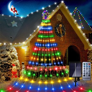 ソーラー クリスマス イルミネーション 屋外 ライトクリスマス 防水 LED 9本 346球 8モード 星 月モチーフ 屋内 店舗 家庭 ツリー 飾りリ