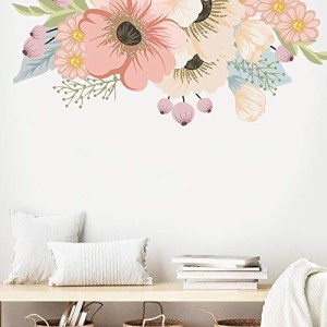 Mestiker ウォールステッカー ピンク 花 パープル ぼたん 花 絵画風 wall sticker decoration 植物 夏 花 蝶 鳥 diy ウォールステッカー 