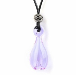 (ZenRa) 自然蒸発の香り ネックレス ハンドメイド ペンダント チェーン エッセンシャル ガラス 香水ボトル (Light purple)