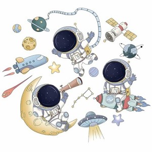 Condessacity ウォールステッカー 宇宙惑星 漫画 宇宙船 空飛ぶ円盤 宇宙飛行士 大きい ウォールペーパー 衛星 ウォール ステッカー 壁紙