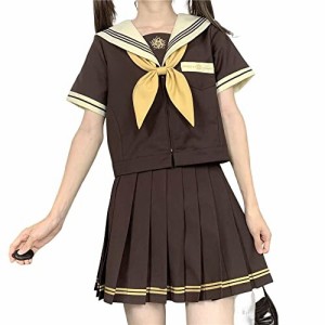 (Mrinoyume) セーラー服 JK制服 コスプレ 長袖 コスチューム 女子高生 高校生 黒 紺色 ミニスカート 本格制服 歳桜 ピンク 灰色 (L, ブラ