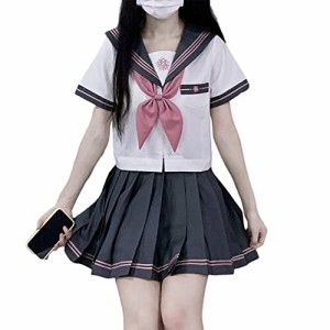 (Mrinoyume) セーラー服 JK制服 コスプレ 長袖 コスチューム 女子高生 高校生 黒 紺色 ミニスカート 本格制服 歳桜 ピンク 灰色 (L, 灰色