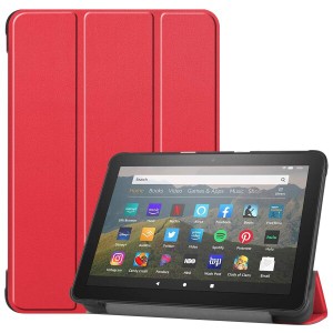 For Fire HD 8 / Fire HD 8 Plus 第12世代 第10世代 2022/2020年発売 8インチ ケース タブレット 三つ折りスタンド 高級PU レザー 耐衝撃