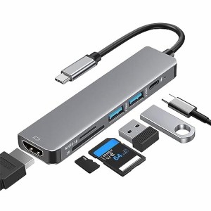 USB C ハブ USB ハブ USB ウルトラスリム 6-in-1 マルチポート USB ハブ Type-C 急速充電 100W 4K HDMI Micro SD/SDカードリーダー USB-C