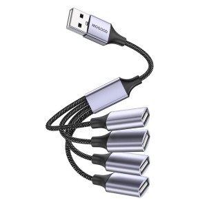MOGOOD USB分岐器、4-in-1 USBケーブル、USBハブUSBからUSBアダプタ、マルチソケットUSB分岐器、USBから4 USBマザーケーブル変換器マルチ