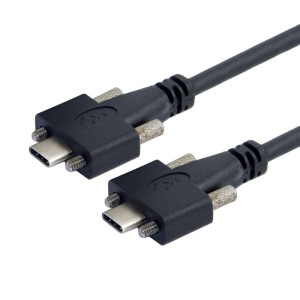 chenyang Type-C USB 3.1 USB-C オス-オス Type-C USB 3.1 USB-C M2ネジ付き ロックパネルマウントタイプ 10Gbps データケーブル 2.0M