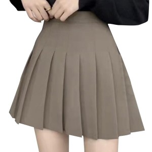(RONGUI) プリーツスカート ミニ インナー付き 大きいサイズ 制服 スカート 学生服 コスプレ 黒 小学生 白 グレー (XS, ベージュ)