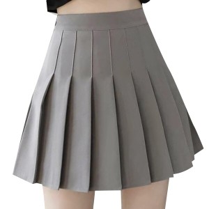 (RONGUI) プリーツスカート ミニ インナー付き 大きいサイズ 制服 スカート 学生服 コスプレ 黒 小学生 白 グレー (XL, グレー)