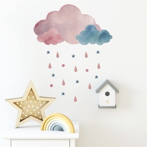 WOHAHA ウォール ステッカー 雲 雨粒 カートゥーン 色彩豊かな画風 ウォール デコ 男の子 女の子 幼稚園 保育園 子供部屋 壁 飾り 壁紙 