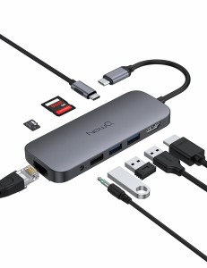 USB Cハブ: NewQ 9-in-1 USB C ドッキングステーション, USB3.0ハブ 4K@30Hz HDMI, PD100W 急速充電, 対応 85W出力, 3*USB A 5Gbps SD/Mi