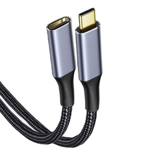 Type-C 延長ケーブル 1M USB-C to USB-C  20V/5A超高速充電 4K/60Hz映像出力 超高耐久 ナイロン編み タイプC対応 (1M)