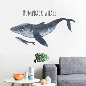 Mestiker ウォールステッカー 海の動物 海の生き物 魚 青 クジラ インテリア 壁紙シール はがせる おしゃれ 北欧 壁紙 海 クジラ シール 