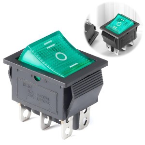 押しボタン式スイッチ 電源スイッチ 4ピン2段階 AC 30A 125/250V 電気溶接機 電源 大電流に適しています（製品の内容：D4-30A 緑色ライト