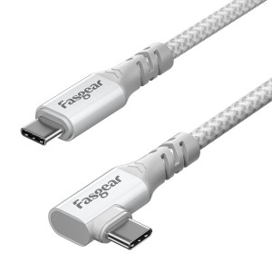 Fasgear USB C to Type C 3.2 Gen 2x2 Cable, 20Gbps 100W Charging 4K Video USB-C Cord 90 Degree Compatible for Mac-book Pro,i-Pad 
