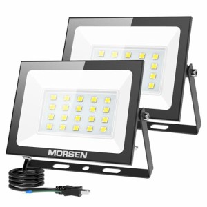 MORSEN 投光器 20W 2セット led投光器 3000LM 6500K 極薄型 投光器屋外 100v 灯光器 作業灯 外灯 工事用ライト ledライト 屋外用 野外 防