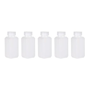 YOKIVE 5個入 化学剤ボトル 正方形コンテナー 広口 サンプルシール 実験室用 工場用 ホワイト 100-ml