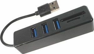 電材倉庫 USBハブ + SD MicroSD カードリーダー USB2.0 480Mbps (3ポート)