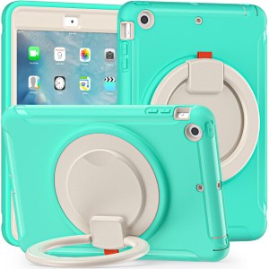 iPad Mini3 ケース Mini2 ケース Mini1 ケース リング付き 衝撃吸収 軽い 頑丈 360°回転スタンド 多方向 ハンドル付 ミニ3 ミニ2 カバー