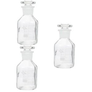 TEHAUX ガラス試薬瓶 キャンディーコンテナ サンプルボトル 3 個 化学物質ボトル 試薬ボトル アンバー 大きな口 厚めのガラス 調味料