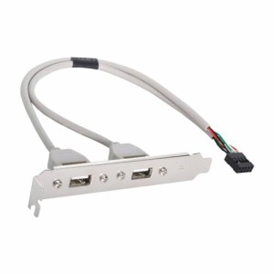 CY Cable デュアルUSB 2.0 Aタイプ メス - マザーボード 9ピン 10ピン USBヘッダーケーブル PCI-Eブラケットスクリューパネル付き, U2-14
