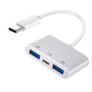 NFHK Type C USB-C - デュアル Type-A USB3.0 メス PD電源充電アダプター付き ノートパソコン タブレット 携帯電話に対応