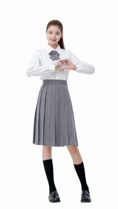 (YIWASTAR) プリーツスカート 蝶結び付き 上品38/45/50/55/60/65/70/85CM (S-5XL) スライド式のウエストアジャスター 制服 高校生 セーラ