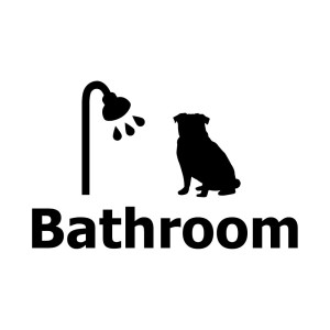 (ＫＡＩＭＩＲＵ ＳＴＯＲＥ) ウォールステッカー 犬 サイン バスルーム 浴室 風呂 店舗 切り文字 ステッカー (k-546 パグ 2)
