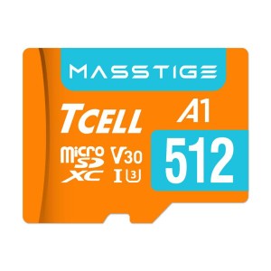 TCELL MASSTIGE 512GB microSDXC メモリカード アダプター付き - A1、USH-I U3、V30、4K、マイクロSDカード、読み込み最大100MB/秒、フル