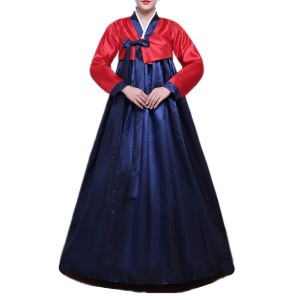 (メーカー) 女性 韓国民族衣装 韓服 コスプレ 化?舞会派?装扮 (L, レッド+ブルー)