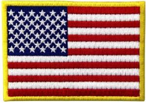 PatchClub アメリカ国旗ワッペン プレミアム刺繍、3.5インチ - ゴールドボーダー - 米国旗ワッペン アメリカ合衆国軍服アイロン/縫製