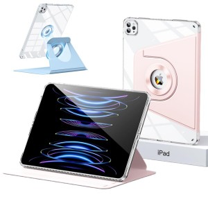 磁気吸着 iPad Air 13インチ ケース 2024 iPad Pro 12.9 第6/5/4世代 カバー 縦置き 分離式 360度回転式 透明ペン収納 子供 耐衝撃 カバ
