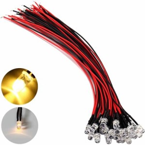 ジオラマ電飾に チップ ＬＥＤ 5mm 20本入り F5 小型 電球 配線付き 3-12V用 抵抗付属汎用 DIY手作 電車模型 建物模型 ドールハウス カラ