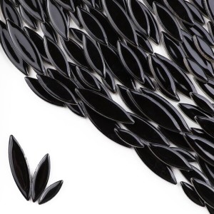 CarAngels セラミックモザイクタイル DIY 内装 デコレーション ハンドメイド クラフト 陶器手芸 500g入り 柳の葉の形 花びら形 (ブラック