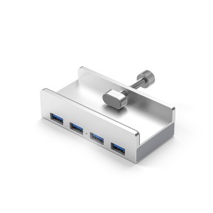 Zacoora USB3.0ハブ 3つのオプション クリップ式 5Gbps高速 付き バスパワー/セルフパワー アルミHUB パソコンの縁に固定でき (QX-045)