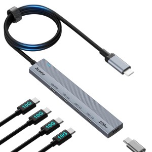 Aceele USB ハブ10Gbps 4ポート拡張 USB C to USB 3.2 Gen 2 ハブ 60cm ケーブル付き 4xUSB-C ポートとType-c電源ポート付き USB Cハブ 