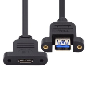 CY Cable Type-A USB 3.0メス→マイクロ3.0 Type-B メスネジマウントタイプ延長ケーブル 5Gbps