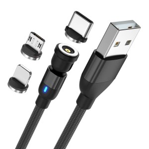 マグネット充電ケーブル USB Type-c マグネットケーブル2.4A急速 データ転送 USB 磁石マグネット ケーブル QC3.0 急速充電 (黒)
