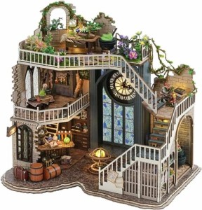 ドールハウス 手作りキットセット DIYミニチュアドールハウスキット音楽付き魔法の小屋建築模型ホームインテリアティーンエイジャー ドー